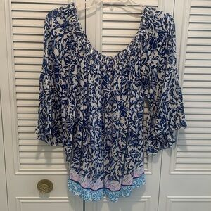 Lilly Pulitzer Nevie top size L in Oyster Bay Blue Krillin it. VGUC